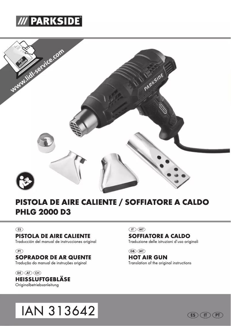 Page n°1 - Manuel utilisateur Parkside PHLG 2000 D3