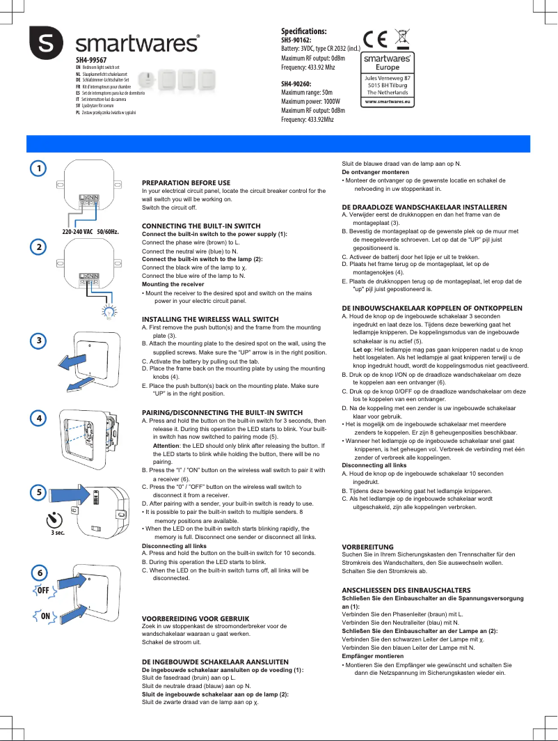 Page 1 de la notice Manuel utilisateur Smartwares SH4-99567