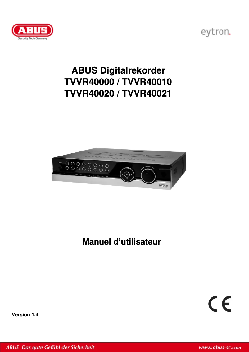 Page 1 de la notice Manuel utilisateur Abus TVVR40010