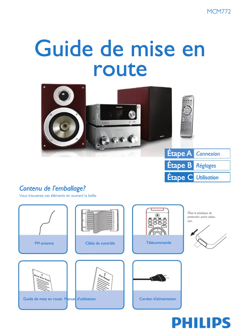 Page n°1 - Guide de démarrage rapide Philips MCM772