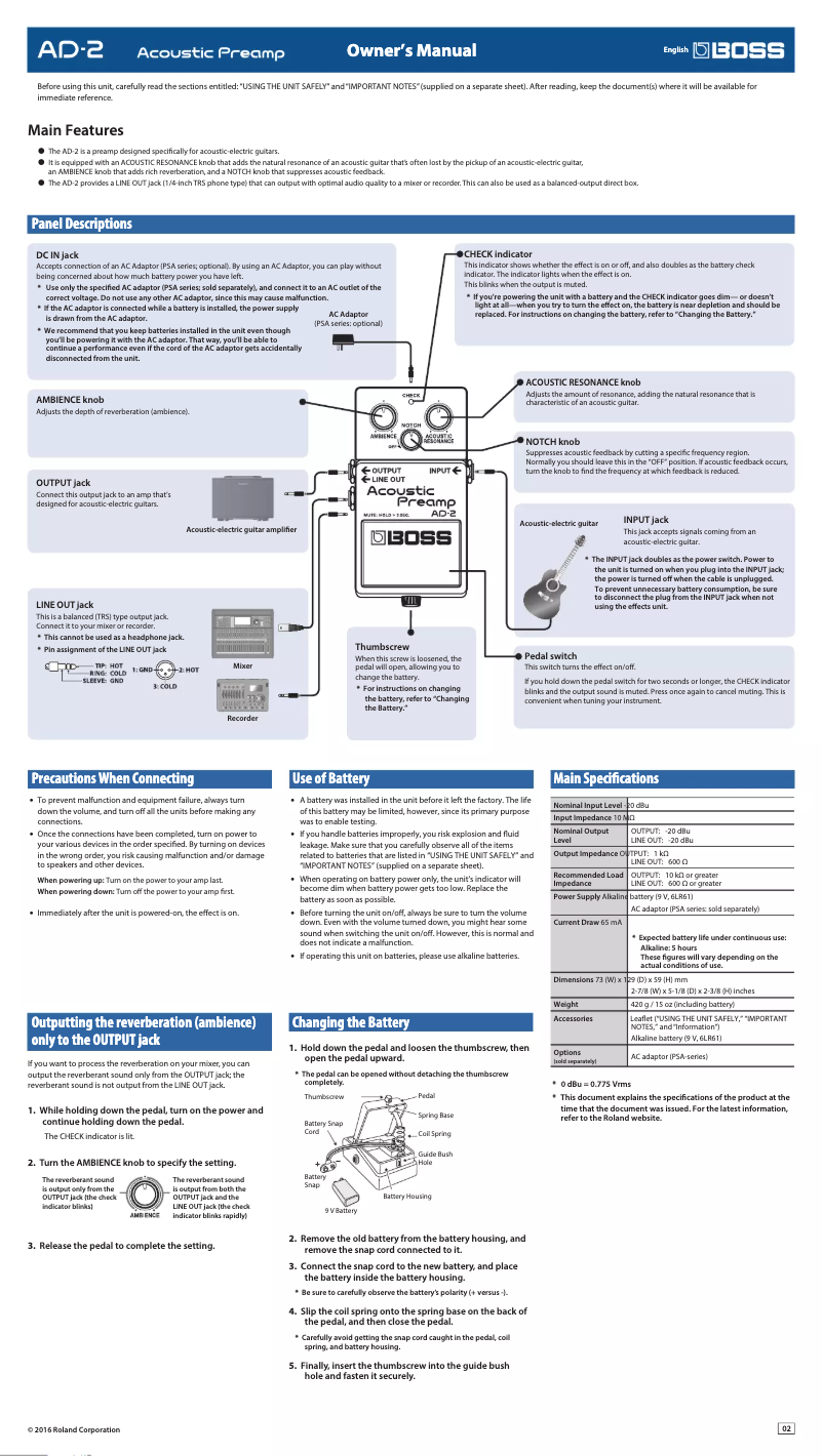 Image de la première page du manuel de l'appareil AD-2
