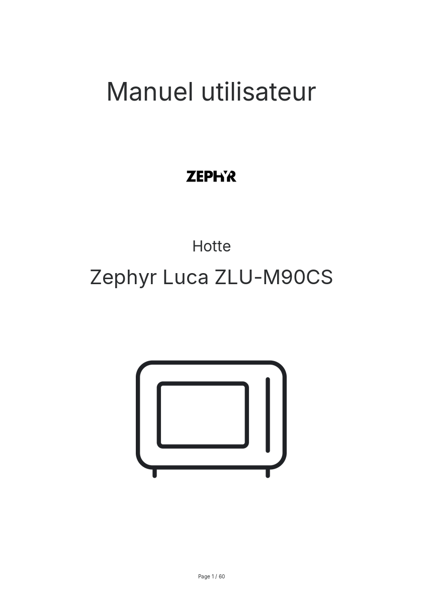 Page n°1 - Manuel utilisateur Zephyr Luca ZLU-M90CS