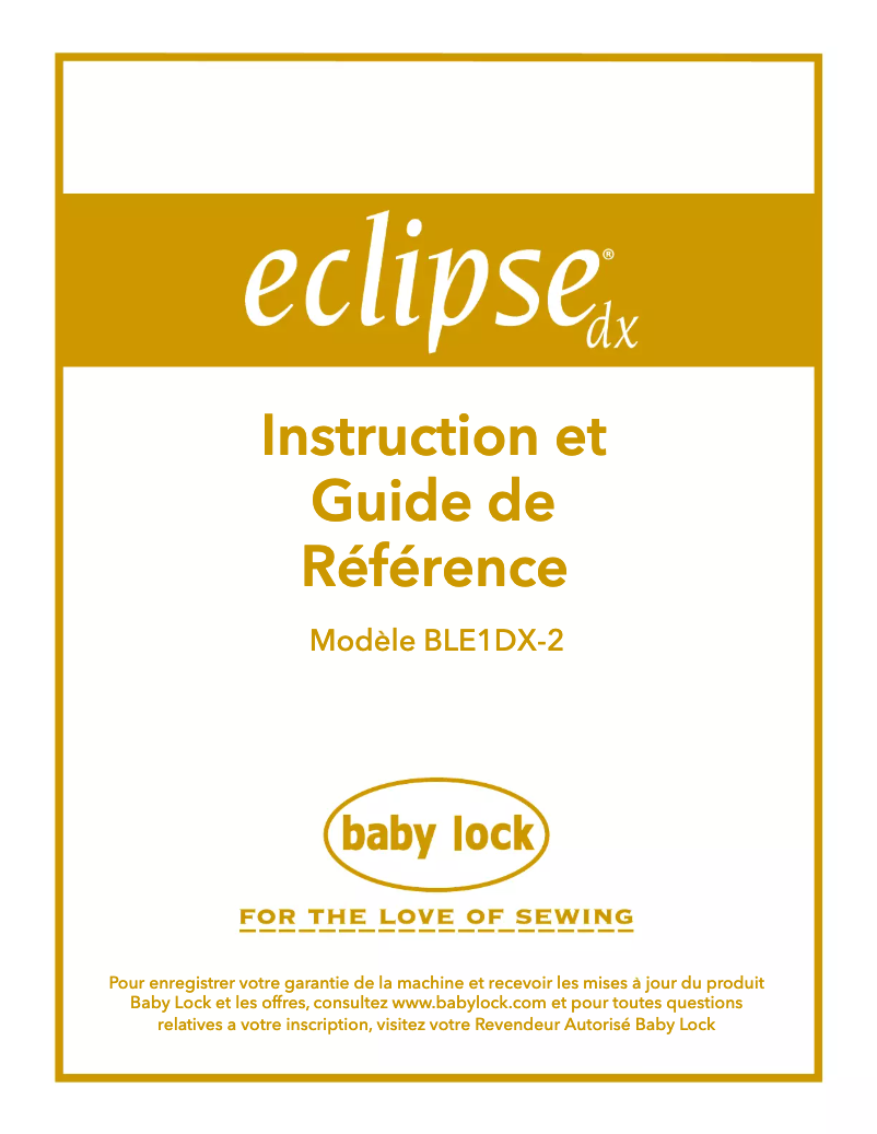 Page n°1 - Manuel utilisateur Baby Lock Eclipse DX