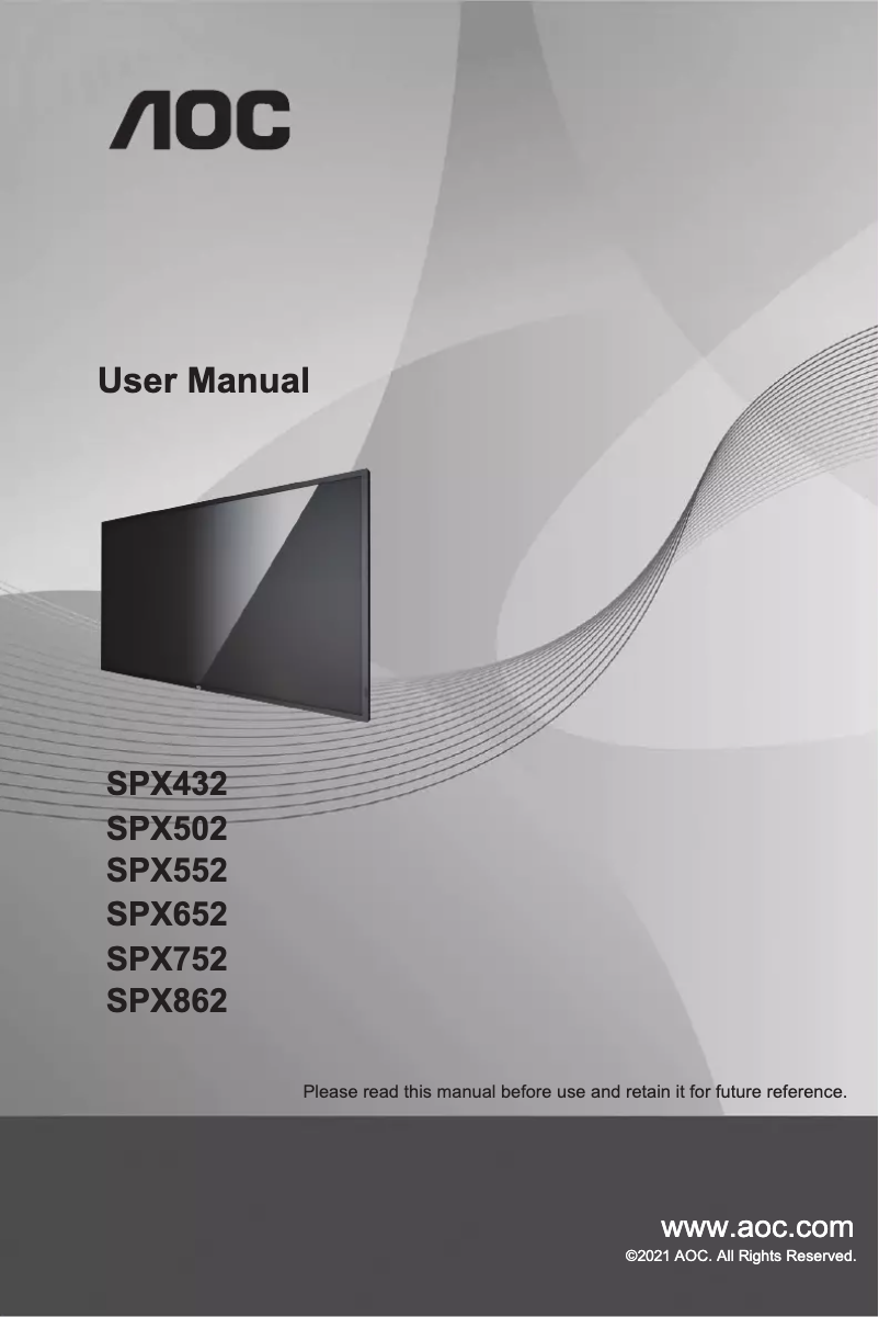 Page n°1 - Manuel utilisateur AOC SPX652