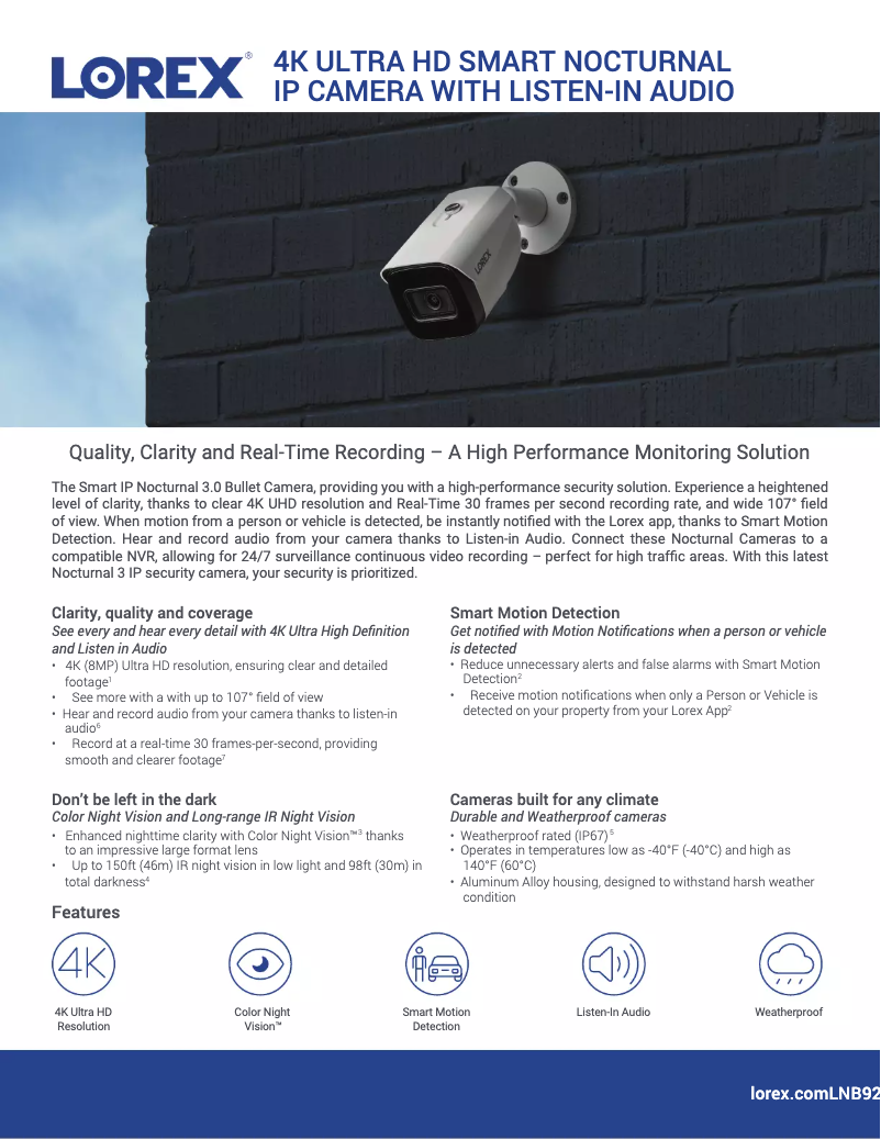 Page n°1 - Fiche technique Lorex LNB9242B
