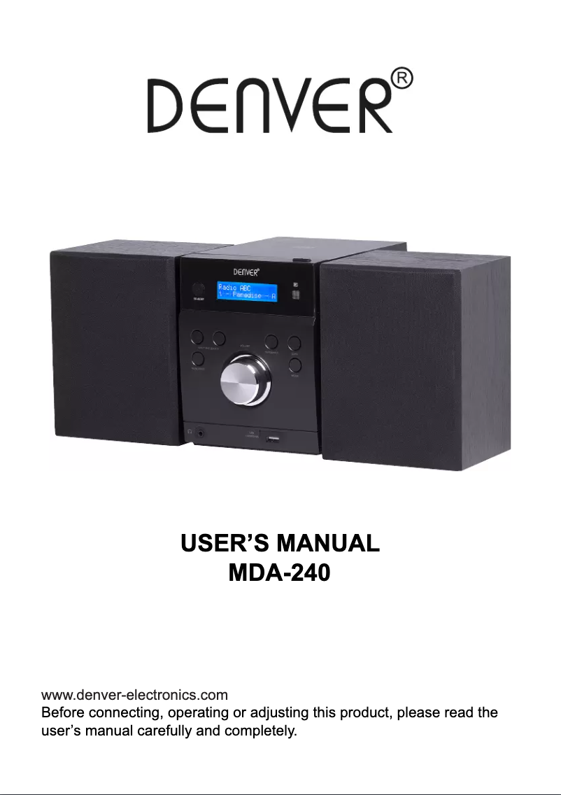 Page 1 de la notice Manuel utilisateur Denver MDA-240