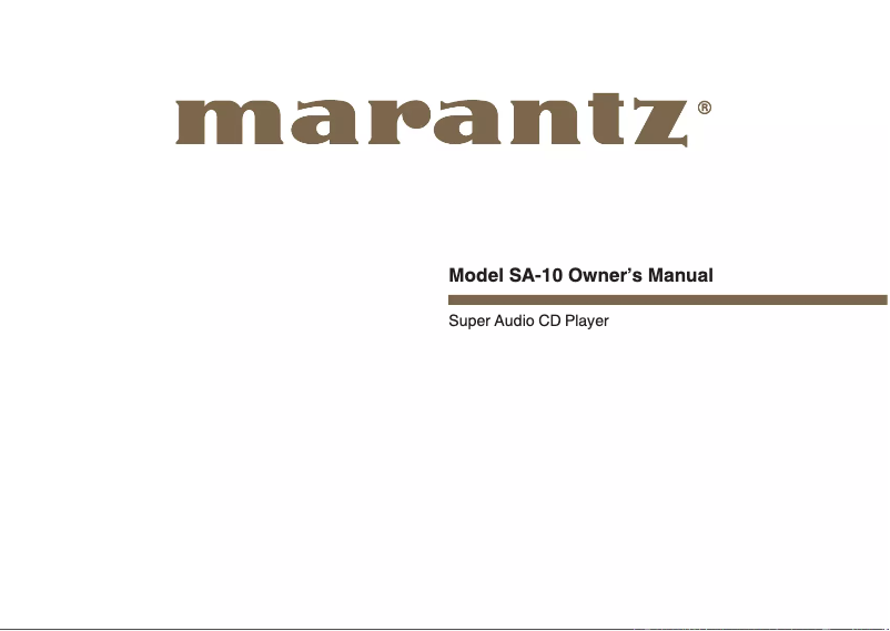 Page n°1 - Manuel utilisateur Marantz SA-10