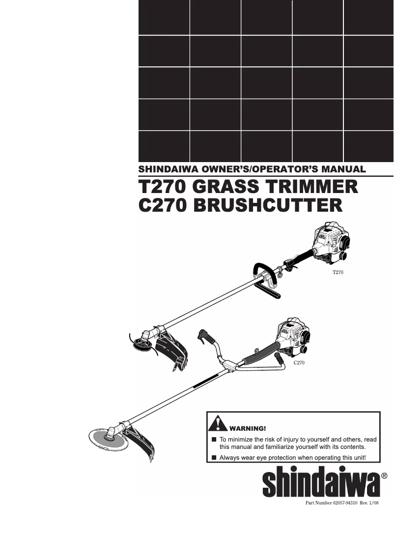 Page n°1 - Manuel utilisateur Shindaiwa T270