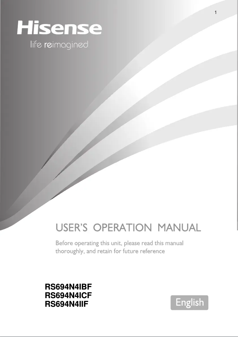 Page 1 de la notice Manuel utilisateur Hisense RS694N4IBF