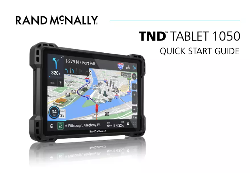 Page 1 of the manual Quick Start Guide Rand McNally TND Tablet 1050