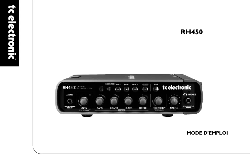 Page n°1 - Manuel utilisateur TC Electronic COMBO450