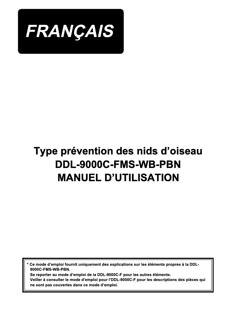Page n°1 - Manuel utilisateur Juki DDL-9000C-FMS-WB-PBN