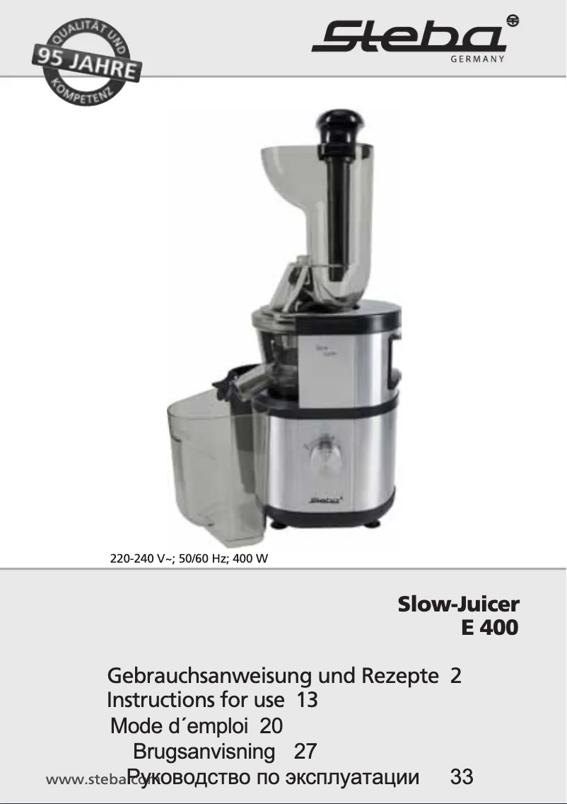 Page n°1 - Manuel utilisateur Steba E 400