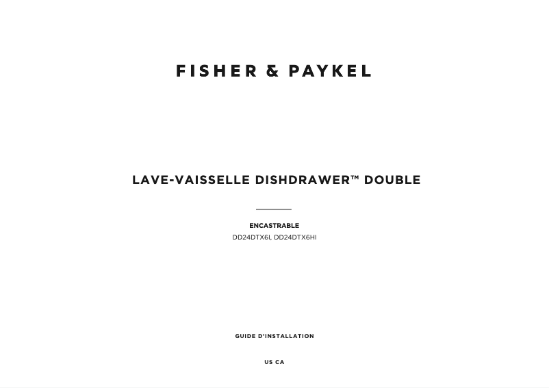 Page 1 de la notice Guide d'installation Fisher & Paykel DD24DTX6HI1