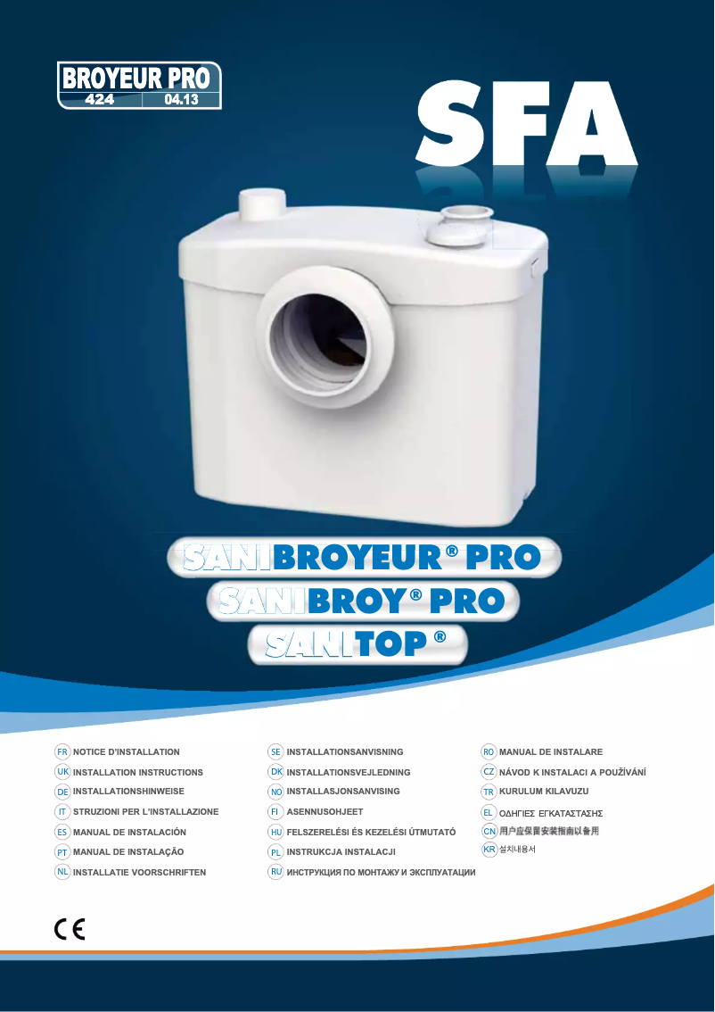 Page 1 de la notice Manuel utilisateur Sanibroyeur SANI TOP Silence