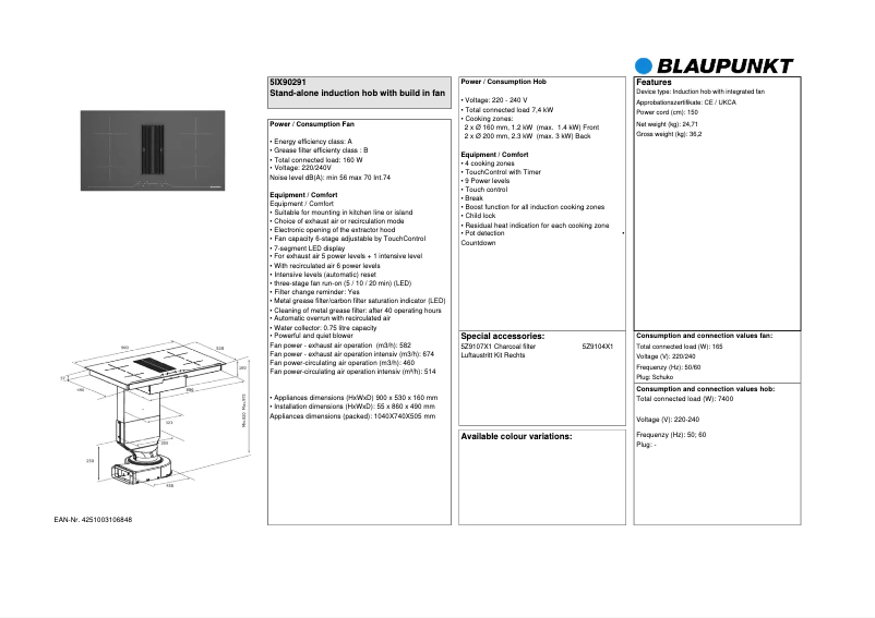Page n°1 - Fiche technique Blaupunkt 5IX90291