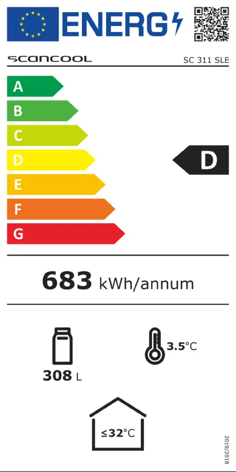 Page 1 de la notice Label énergétique Scancool SC 311 SLE