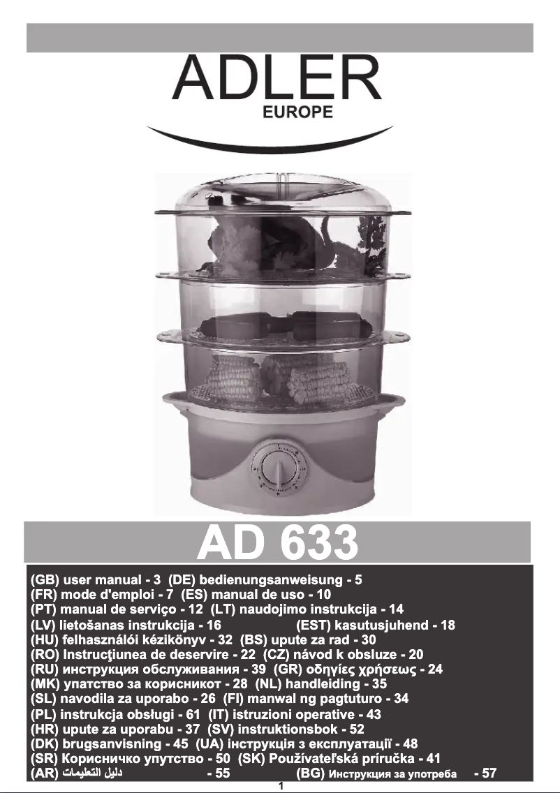 Page n°1 - Manuel utilisateur Adler AD 633