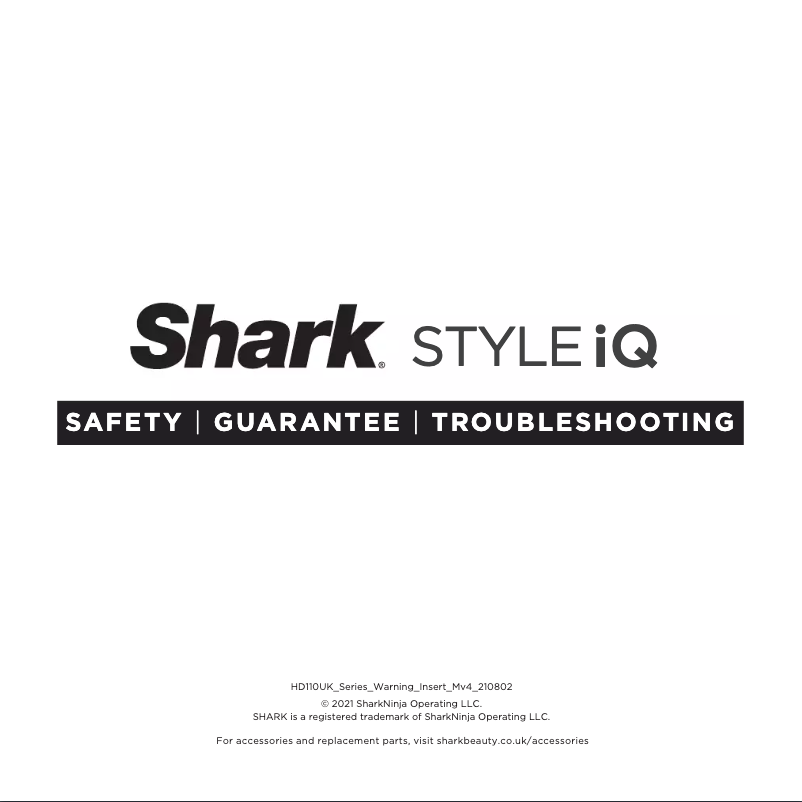 Page 1 de la notice Manuel d'utilisation et d'entretien Shark STYLE iQ HD110UK
