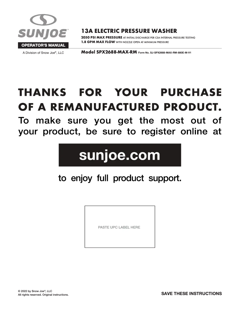 Image de la première page du manuel de l'appareil SPX2688-MAX-RM