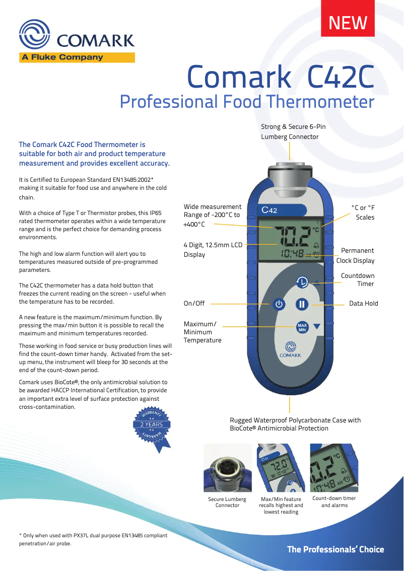 Page 1 de la notice Fiche technique Comark C42