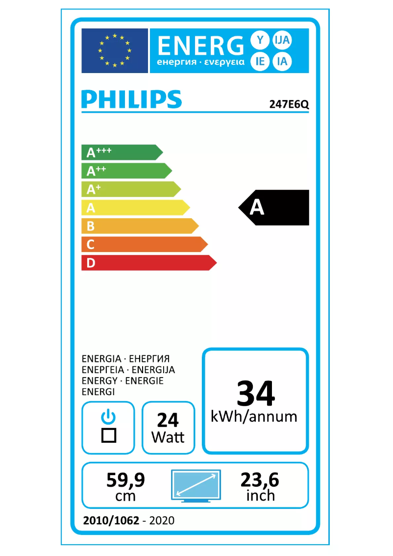 Página 1 del manual Etiqueta energética Philips 247E6QDAD