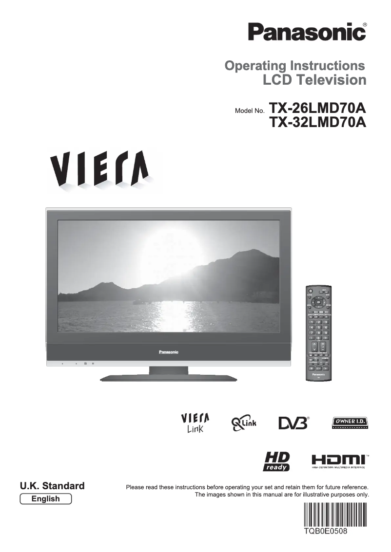 Image de la première page du manuel de l'appareil Viera TX-26LMD70A