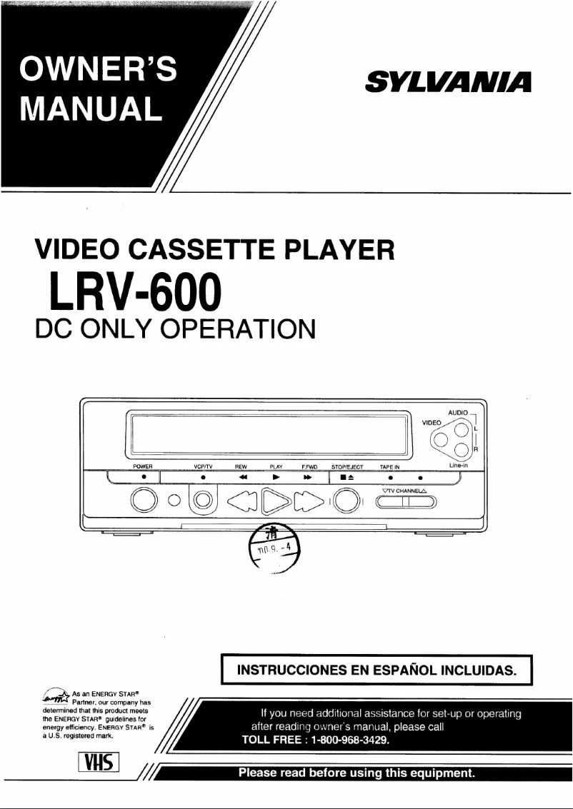 Page n°1 - Manuel utilisateur Sylvania LRV-600