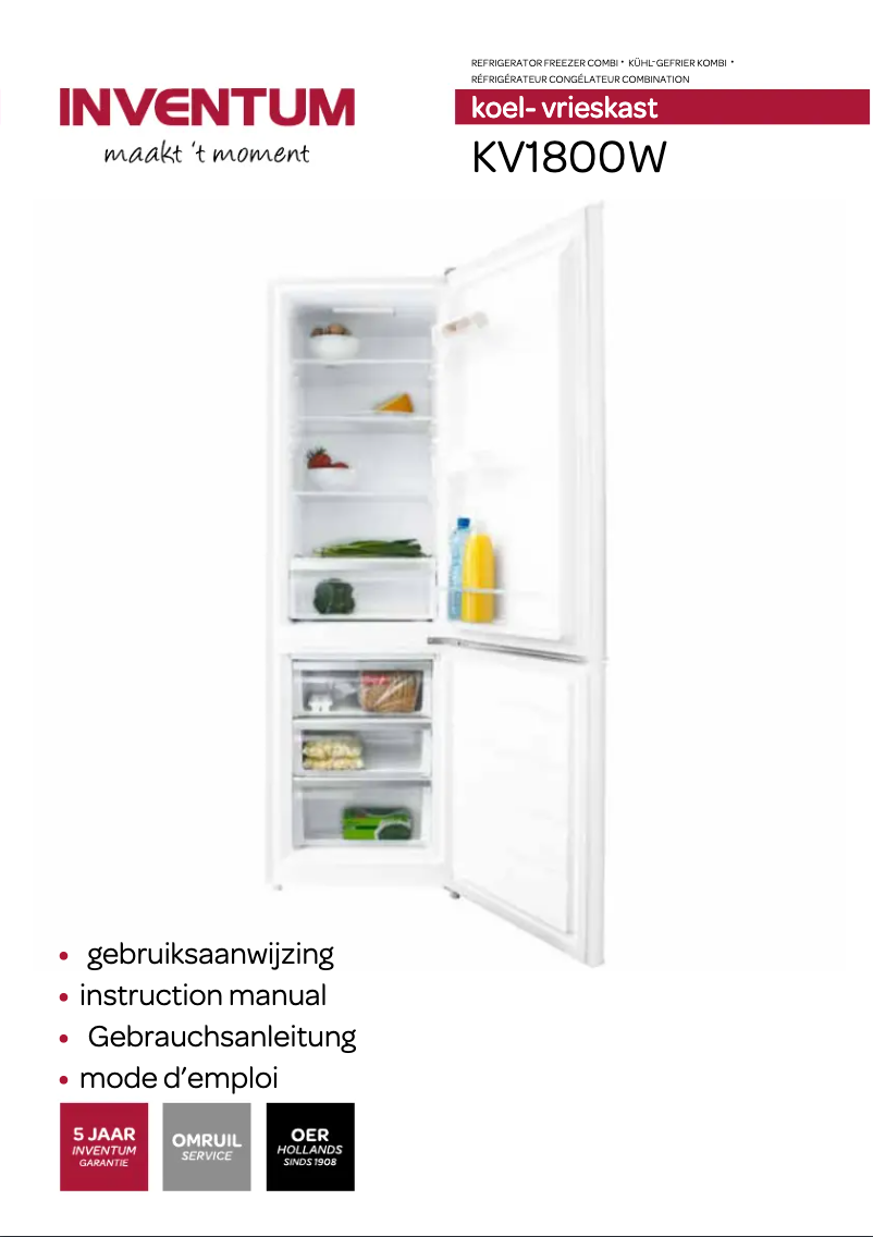 Image de la première page du manuel de l'appareil KV1800W