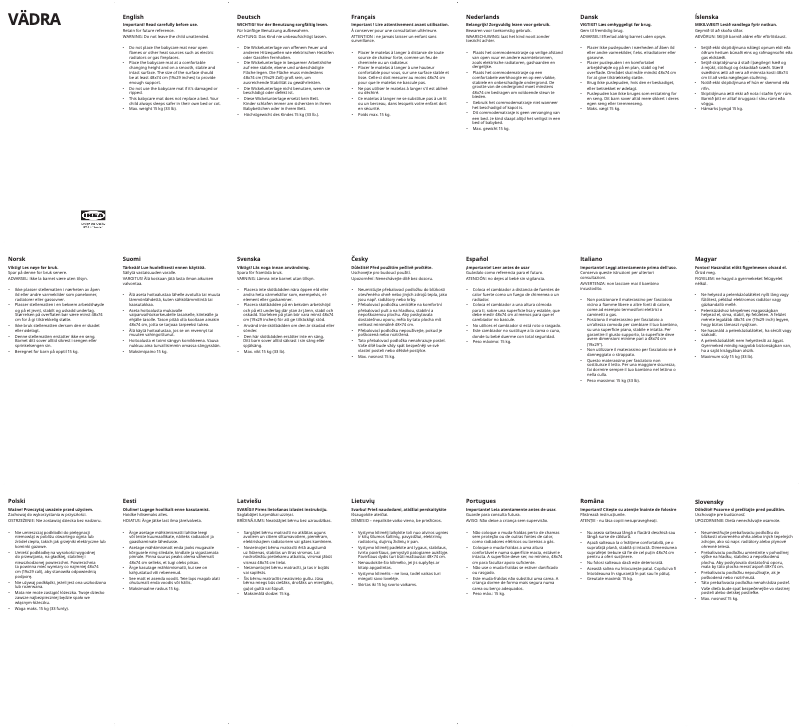 Page 1 de la notice Manuel utilisateur Ikea VÄDRA 802.261.37