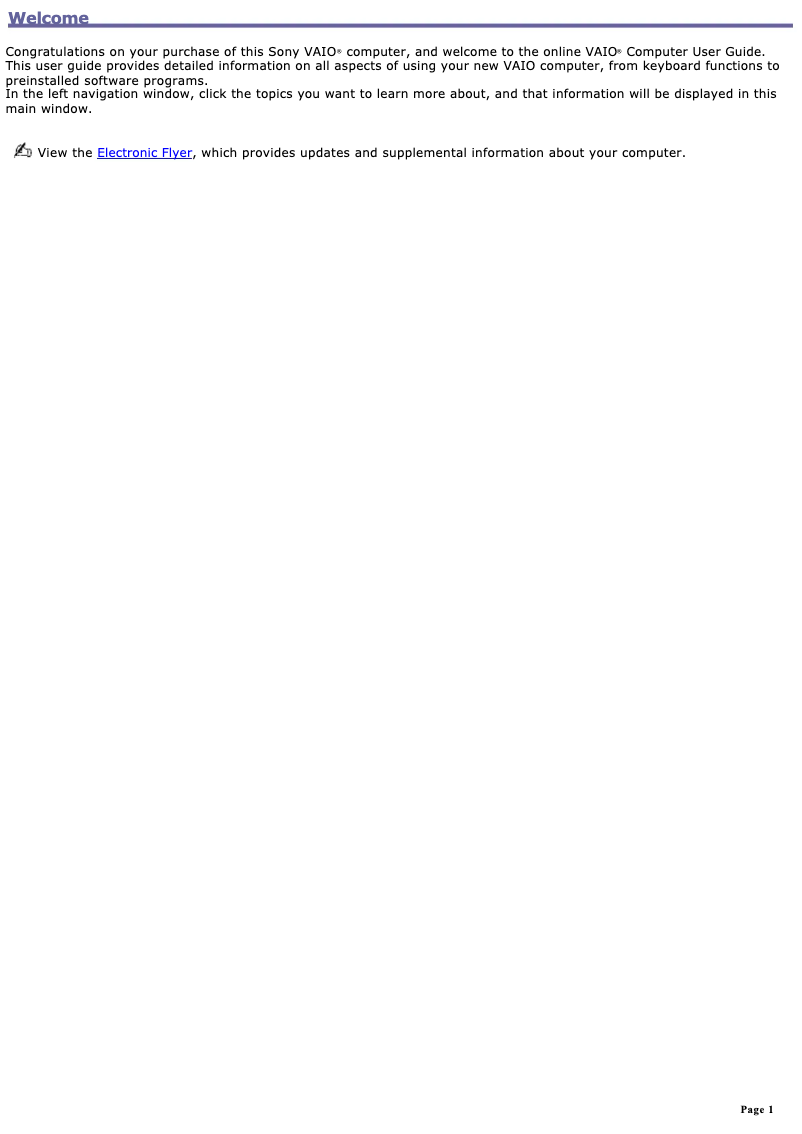 Page 1 de la notice Manuel utilisateur Sony Vaio PCG-GRX690K