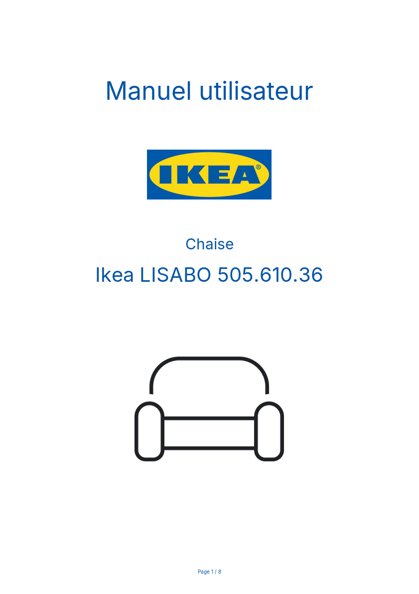 Page 1 de la notice Manuel utilisateur Ikea LISABO 505.610.36