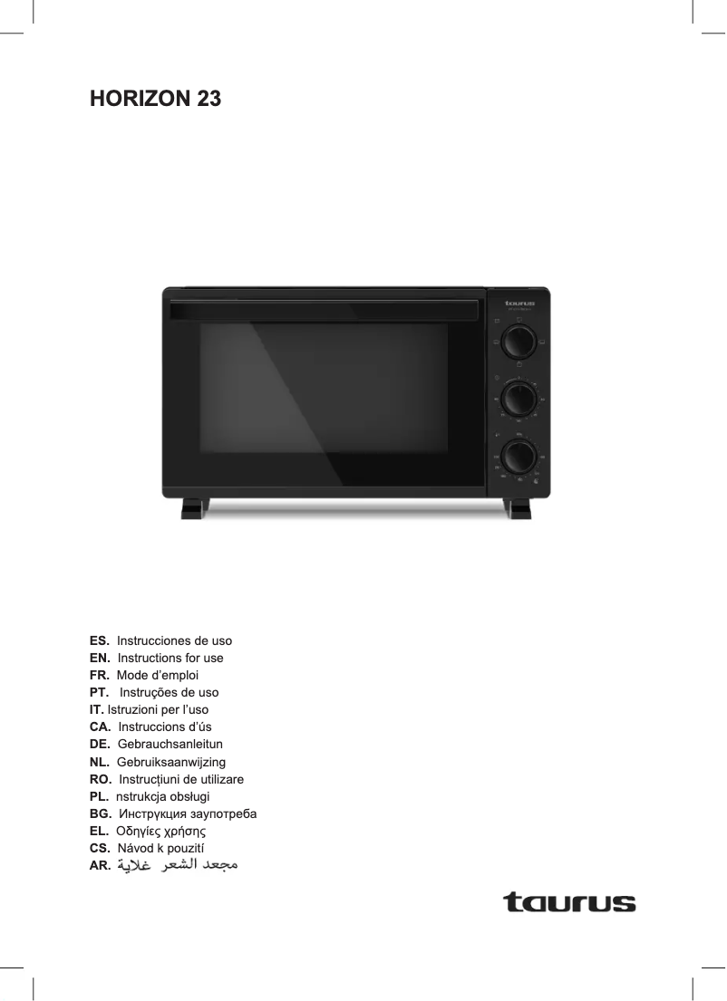 Page n°1 - Manuel utilisateur Taurus HORIZON 23