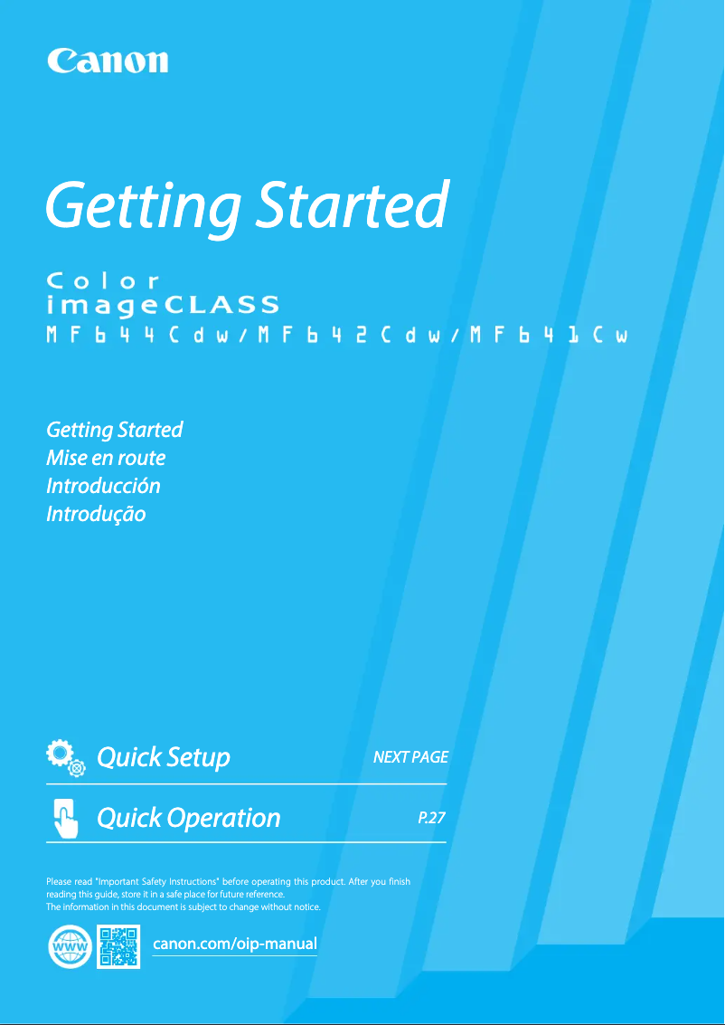 Page 1 de la notice Manuel utilisateur Canon imageCLASS MF644Cdw