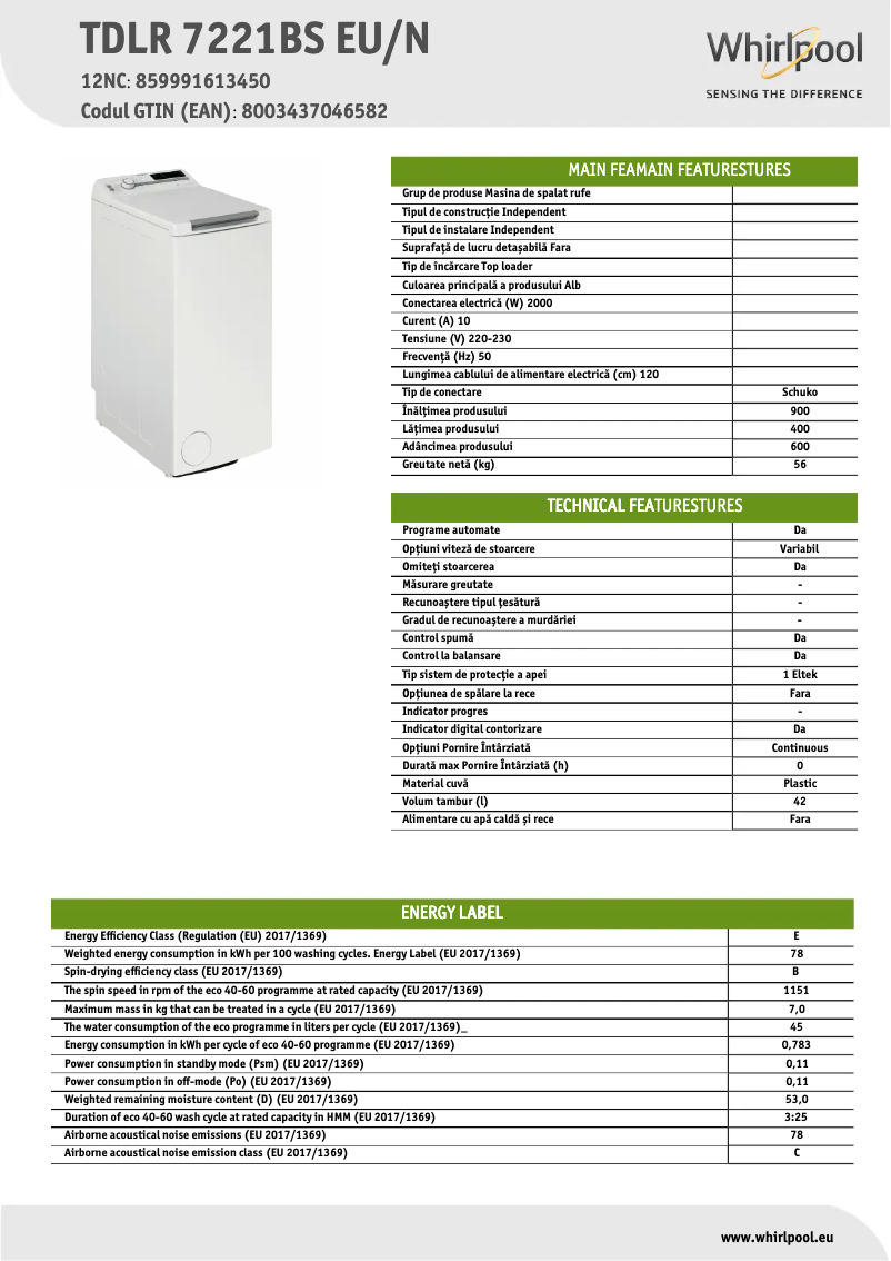 Image de la première page du manuel de l'appareil TDLR 7221BS EU/N