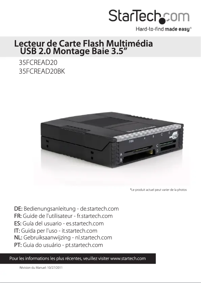 Page 1 de la notice Manuel utilisateur StarTech.com 35FCREAD20BK