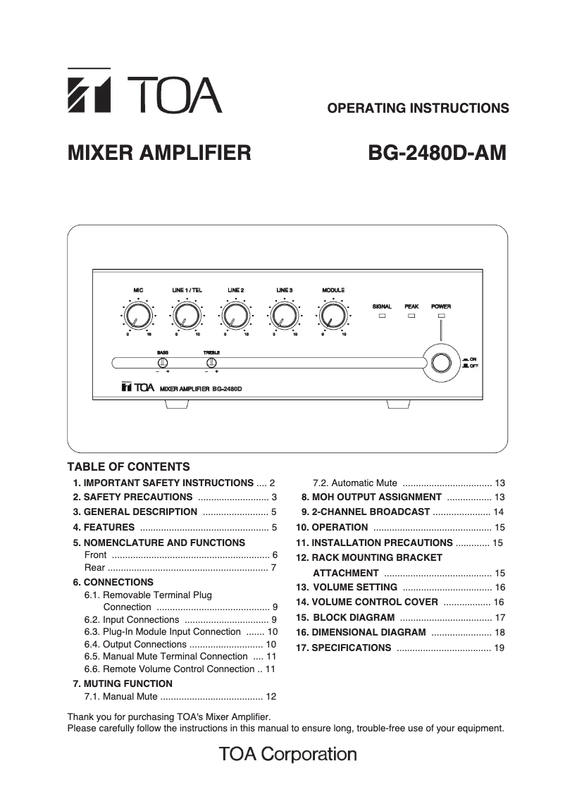 Página 1 del manual Manual de usuario TOA BG-2480D