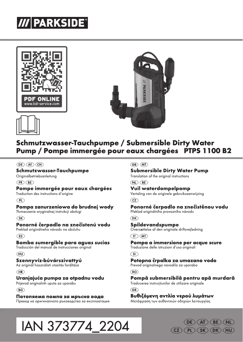 Image de la première page du manuel de l'appareil PTPS 1100 B2