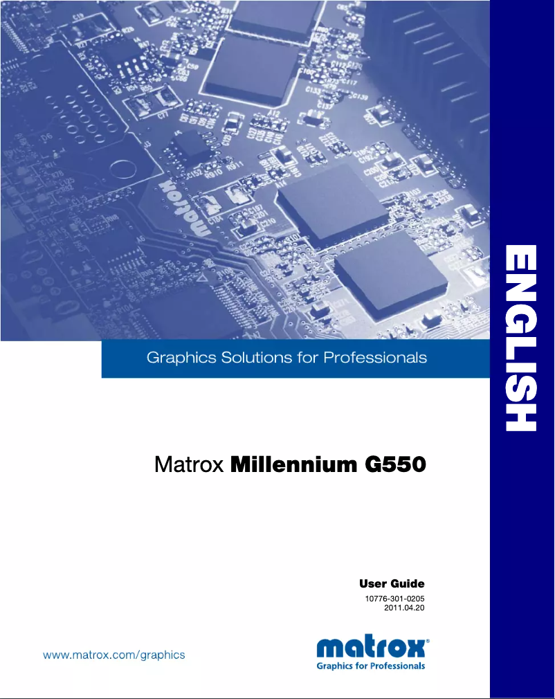 Image de la première page du manuel de l'appareil G550 LP PCIe