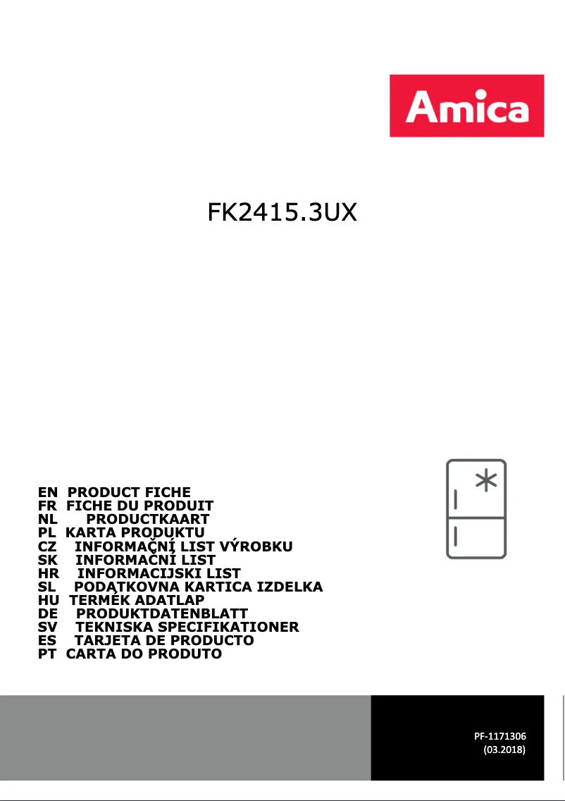 Page 1 de la notice Manuel utilisateur Amica FK2415.3UX