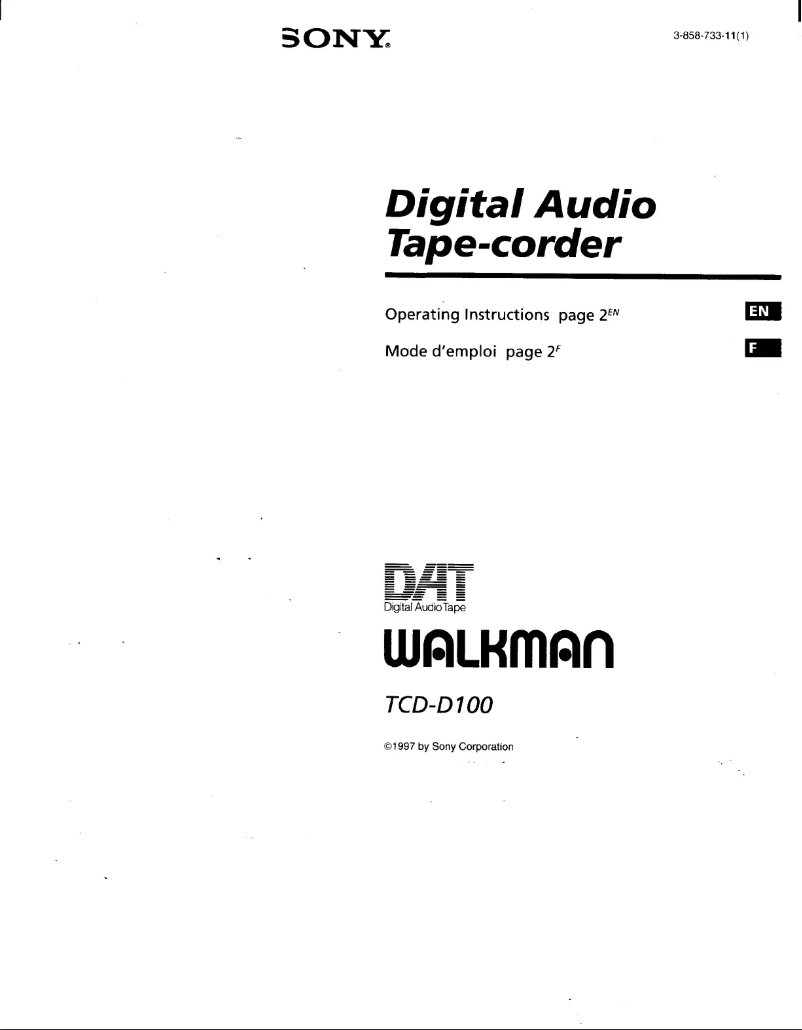 Page n°1 - Manuel utilisateur Sony TCD-D100