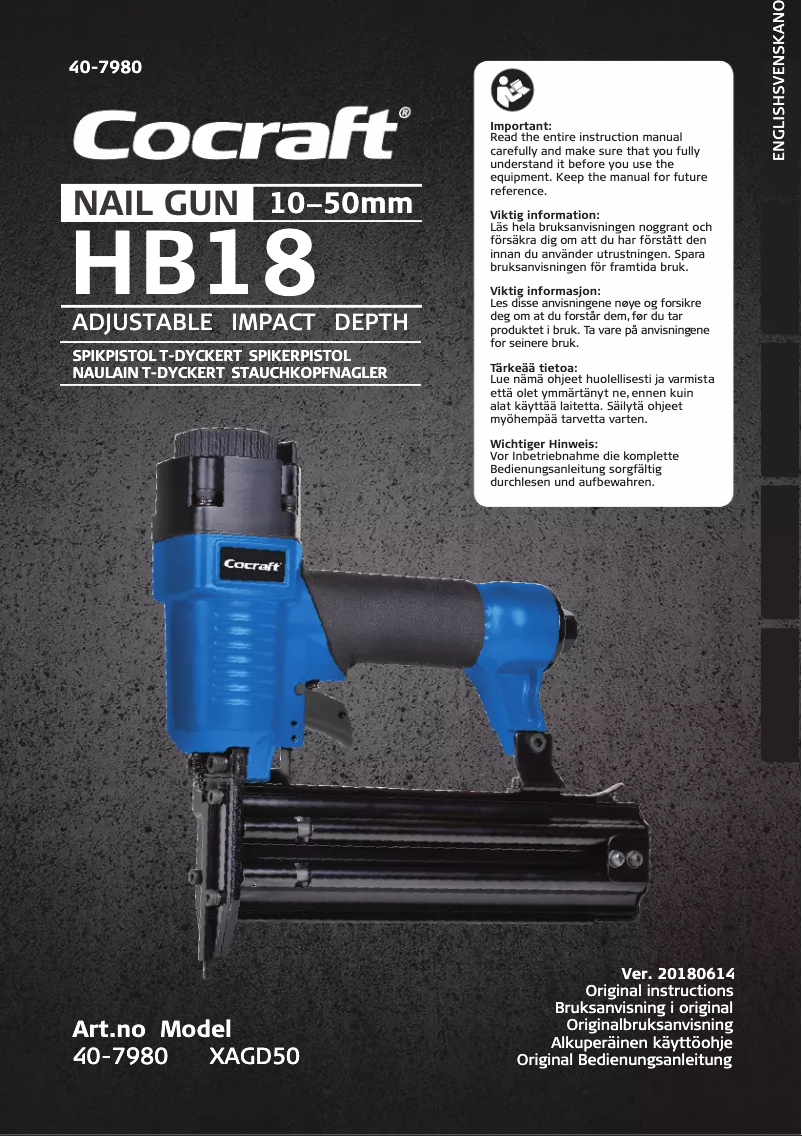 Page n°1 - Manuel utilisateur Cocraft XAGD50