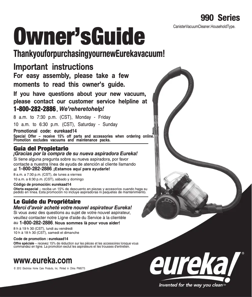 Page n°1 - Manuel utilisateur Electrolux AirExcel Compact 990A