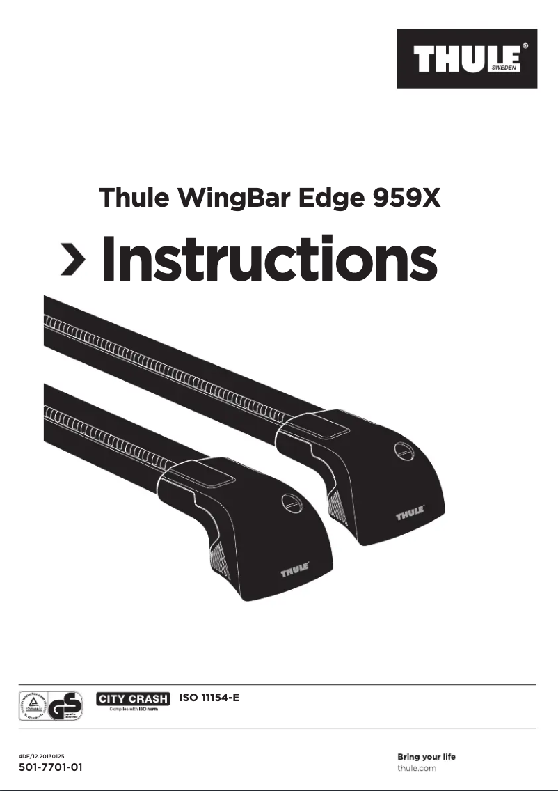 Page n°1 - Manuel utilisateur Thule WingBar Edge 959X
