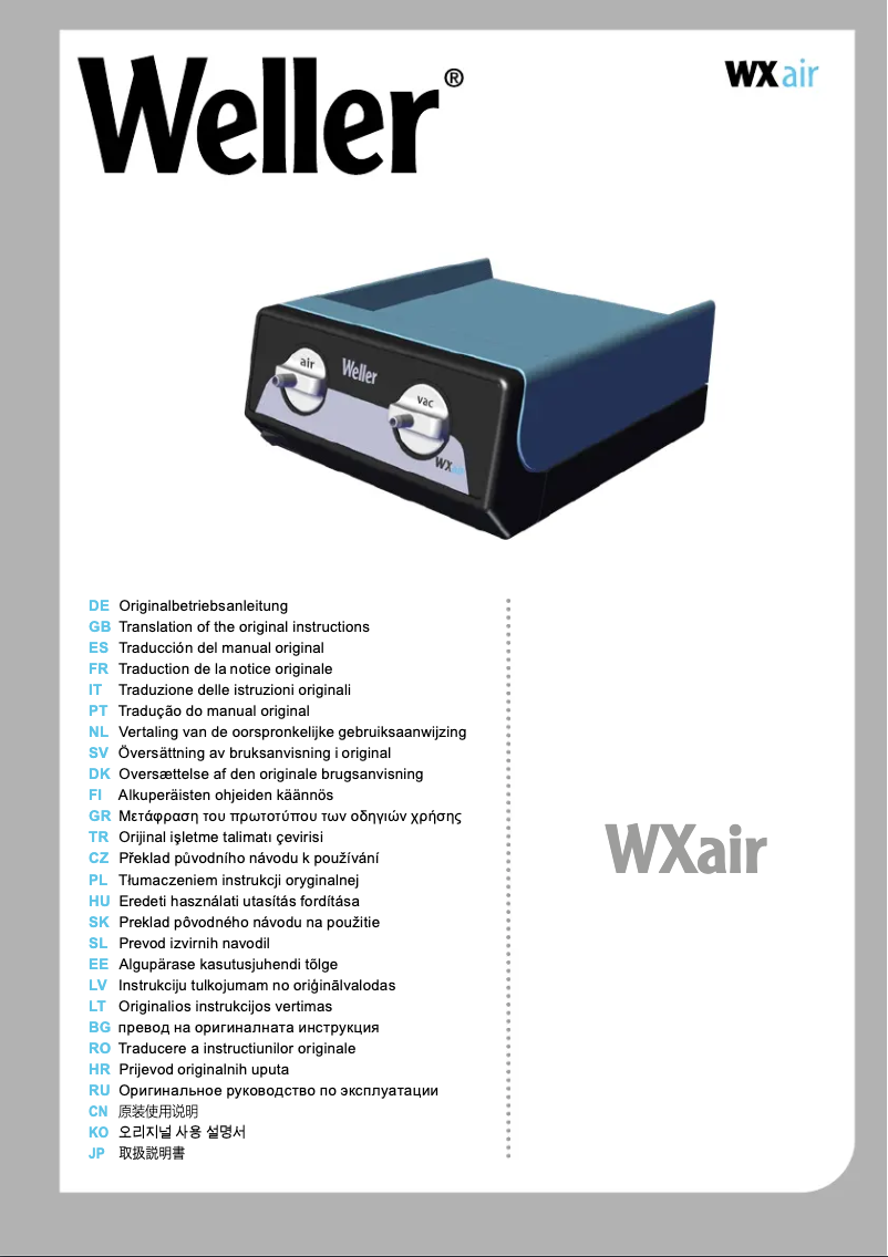 Page n°1 - Manuel utilisateur Weller WXair 70