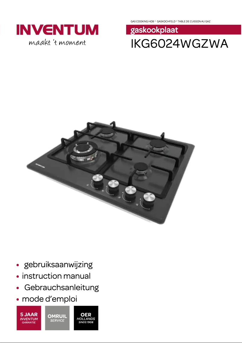 Page n°1 - Manuel utilisateur Inventum IKG6024WGZWA