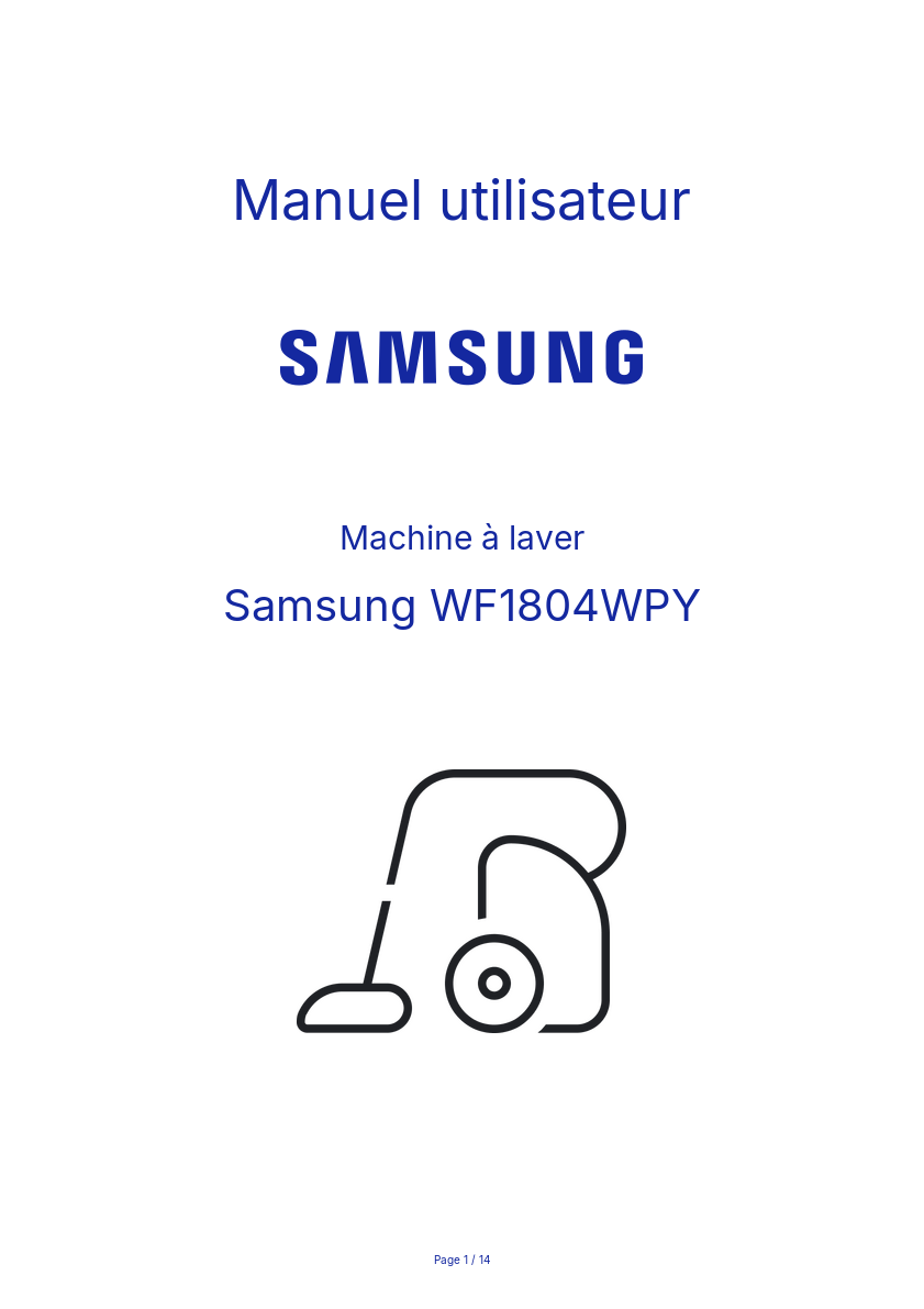 Page n°1 - Manuel utilisateur Samsung WF1804WPY