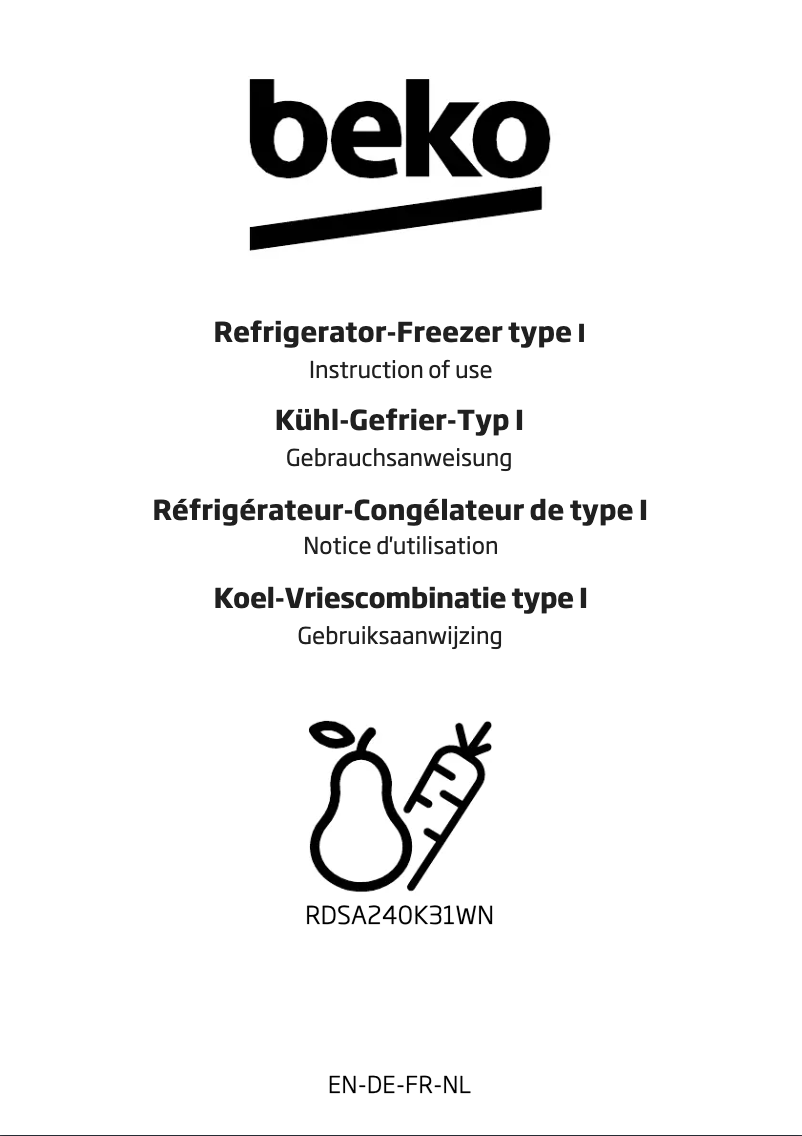 Page n°1 - Manuel utilisateur Beko RDSA240K31WN