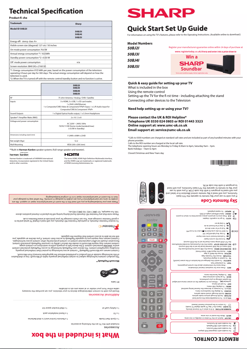 Page 1 de la notice Manuel utilisateur Sharp 50BJ4I