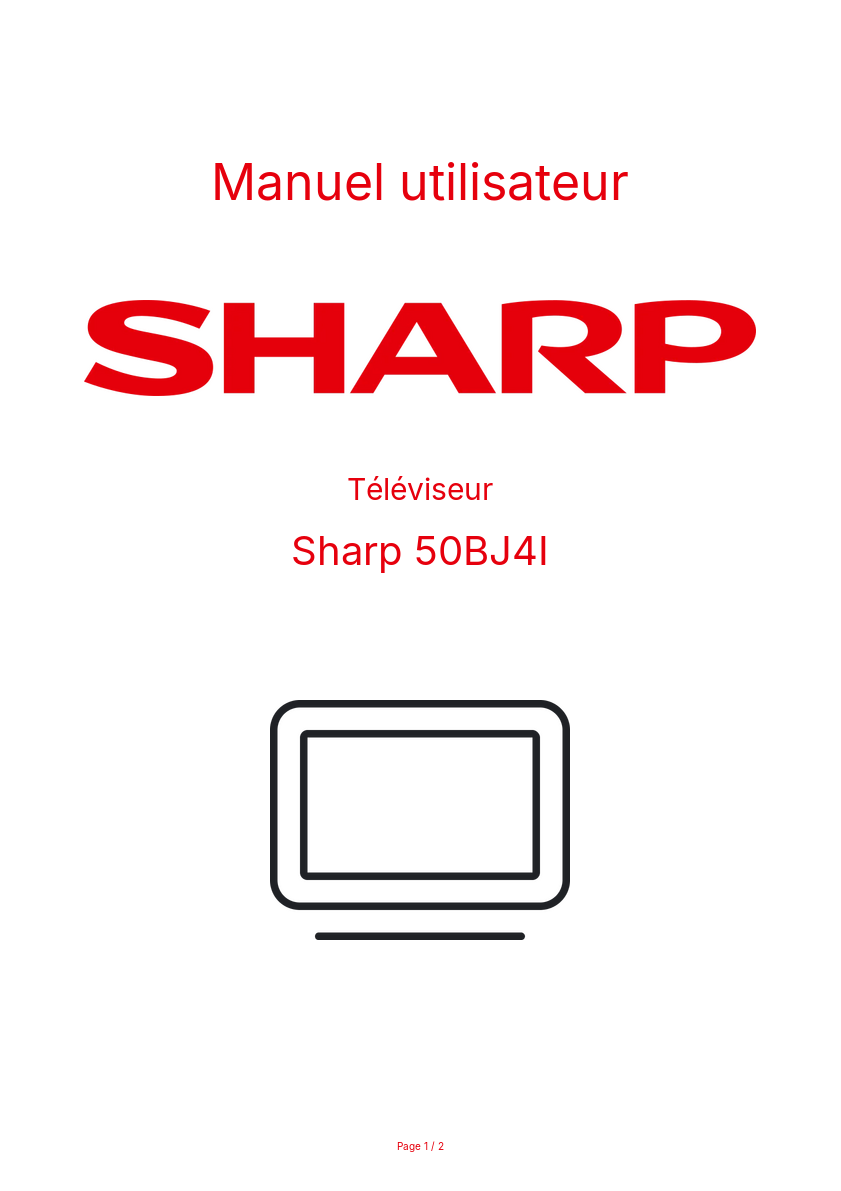 Page n°1 - Manuel utilisateur Sharp 50BJ4I